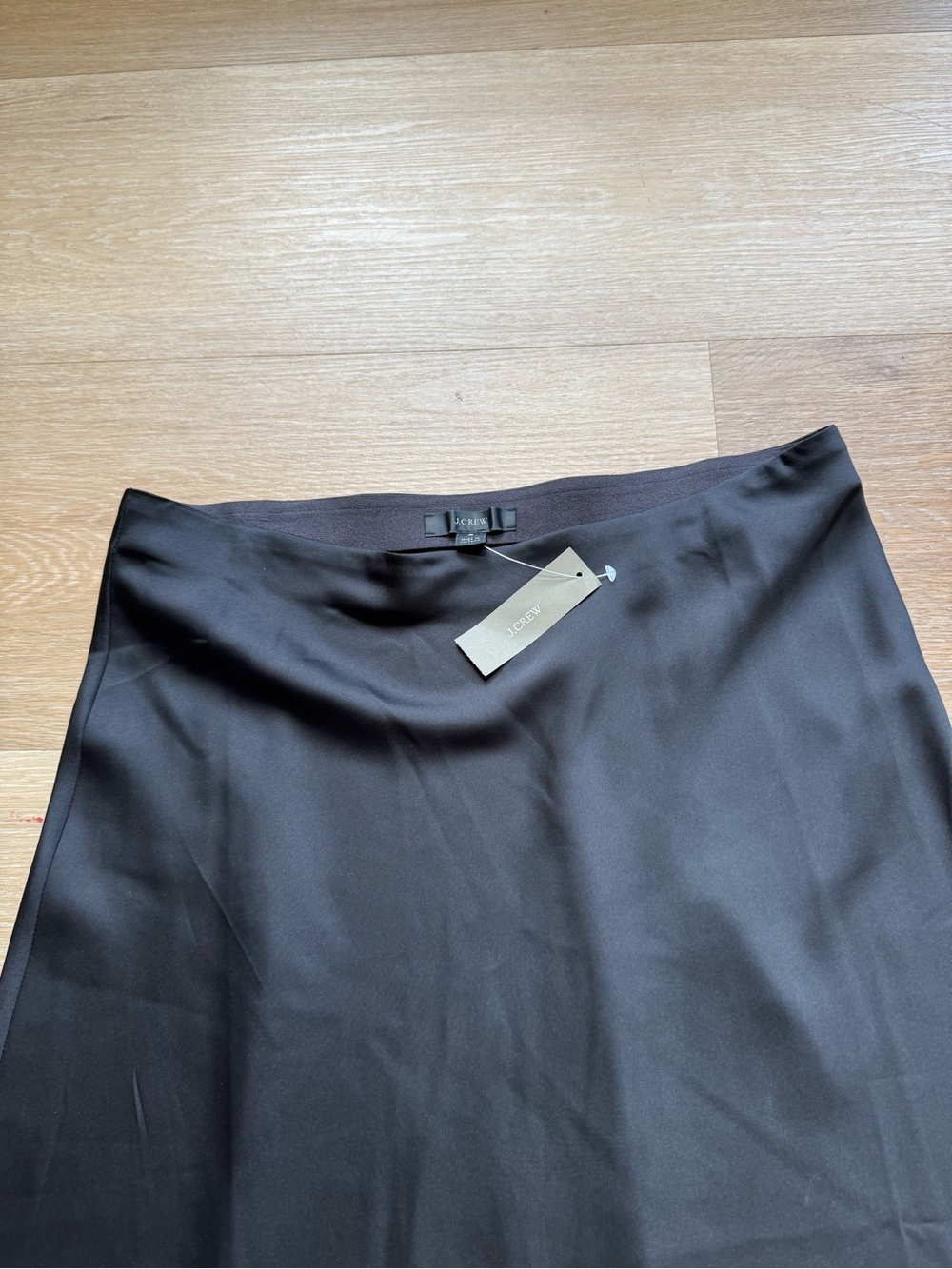 J. Crew Black Satin Bias-Cut Midi Skirt - Picture 4 of 9